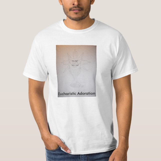 Camiseta T-shirt eucarístico da adoração (Frente)