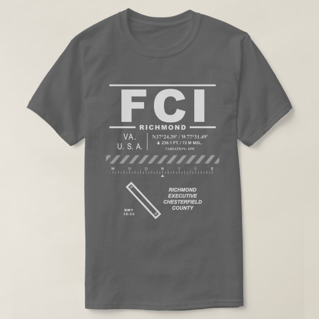 Camiseta T-Shirt FCI do Aeroporto Executivo de Richmond (Frente do Design)