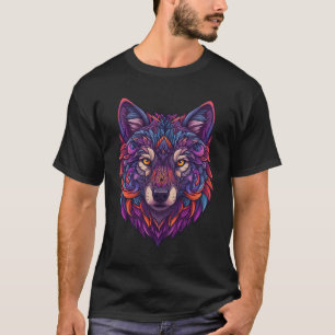 Camiseta T-Shirt Fechamento da cabeça de um lobo estilizado