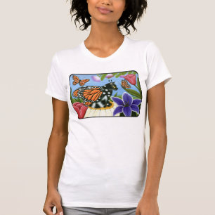 Camiseta T-shirt feericamente da arte da fantasia do gato