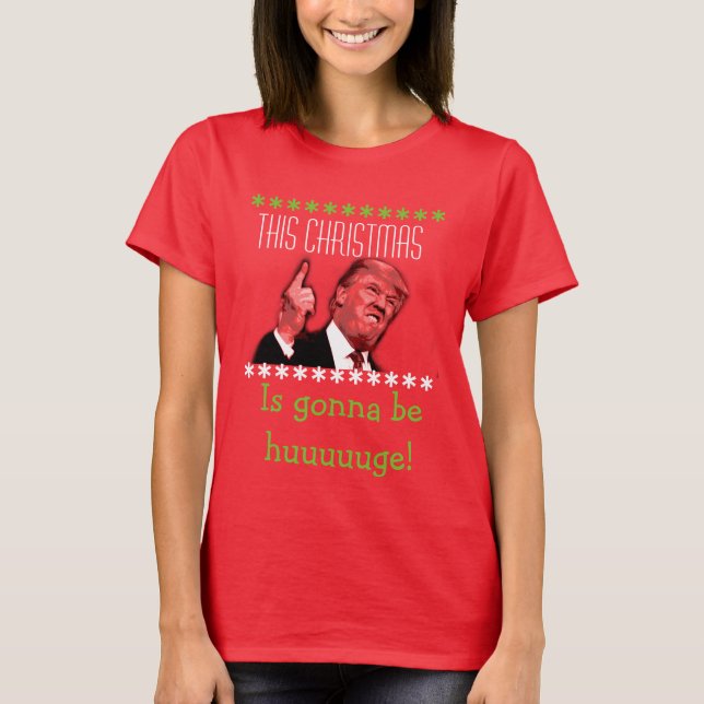 Camiseta T-shirt feio do Natal de Donald Trump para (Frente)