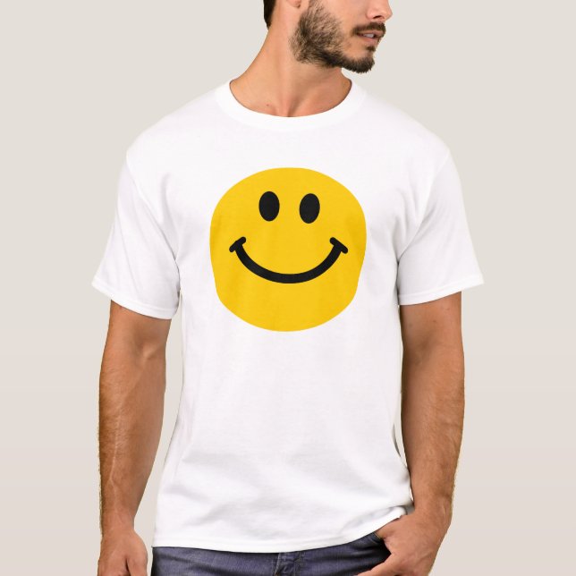Camiseta T-shirt feliz amarelo da cara (Frente)