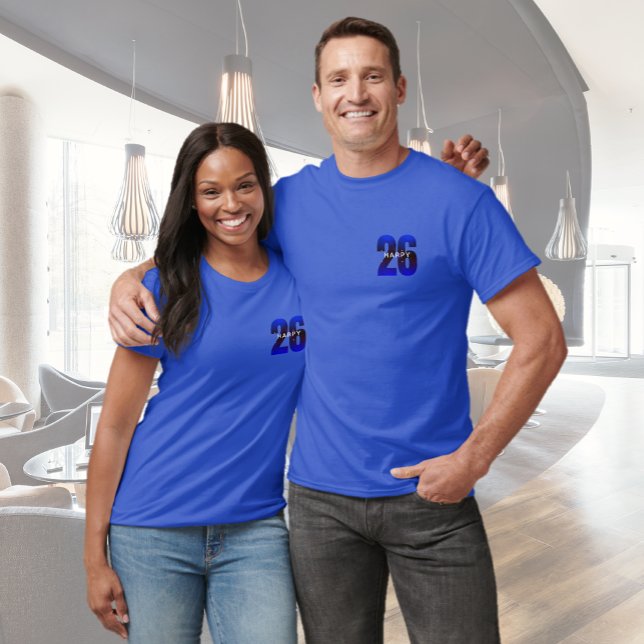 Camiseta T-Shirt Feliz ano novo azul (Blue Happy New Year T-Shirt)