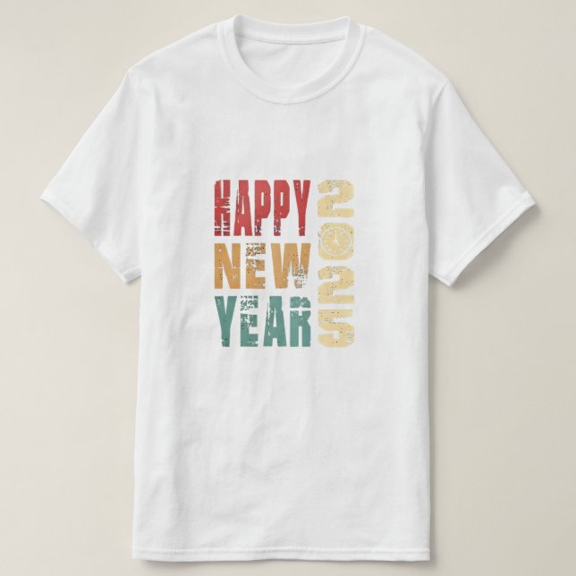 Camiseta T-Shirt Feliz ano novo festivo (Frente do Design)