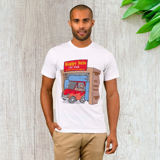 Camiseta T-Shirt Feliz Automóvel Wash Mens (Criador carregado)