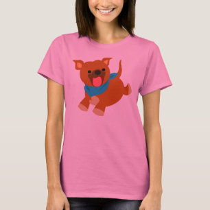 Camiseta T-shirt feliz bonito das mulheres de Staffie dos