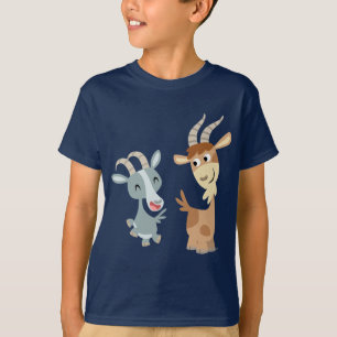 Camiseta T-shirt feliz bonito de duas crianças das cabras