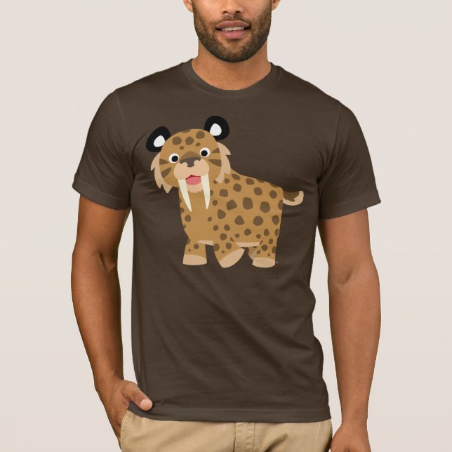 Camiseta T-shirt feliz bonito de Smilodon dos desenhos (Frente)