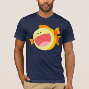 Camiseta T-shirt feliz bonito dos peixes dos desenhos