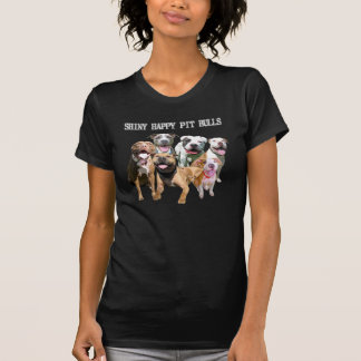 Camiseta T-shirt feliz brilhante da obscuridade dos pitbull