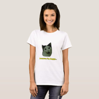 Camiseta T-shirt feliz da cara do gato bonito