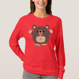 Camiseta T-shirt feliz das mulheres do urso preto dos