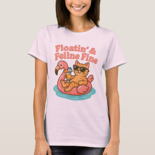 Camiseta T-Shirt Feliz de Gato Flamingo