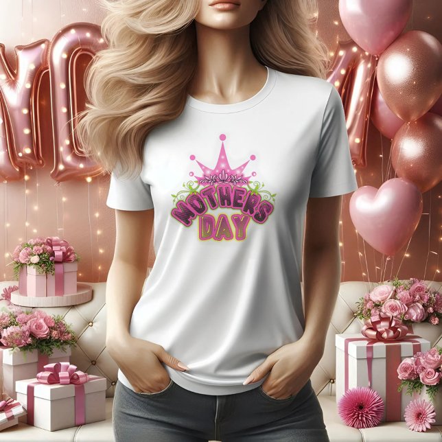 Camiseta T-Shirt Feliz dia de as mães Rosa (Criador carregado)