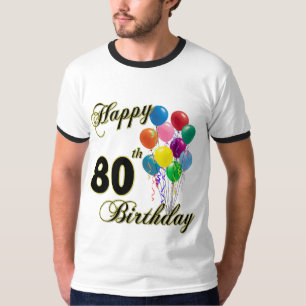 Camiseta T-shirt feliz do aniversário do 80
