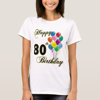 Camiseta T-shirt feliz do aniversário do 80