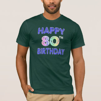 Camiseta T-shirt feliz do aniversário do 80