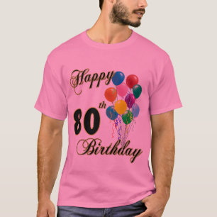 Camiseta T-shirt feliz do aniversário do 80