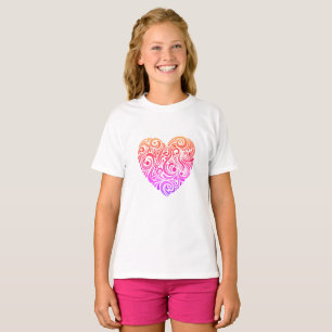 Camiseta T-shirt feliz do coração para meninas