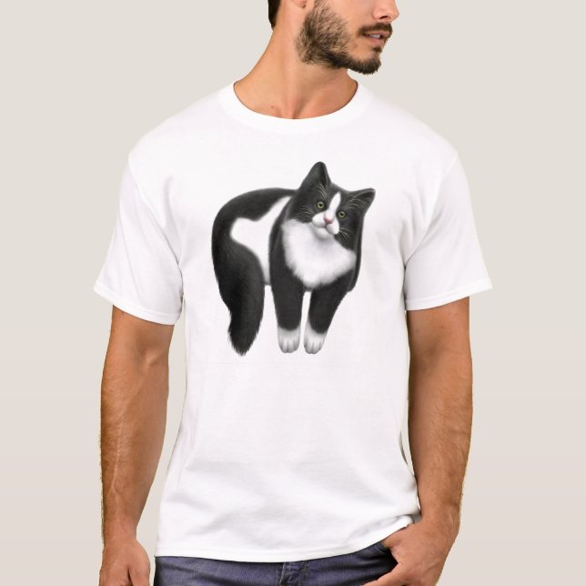 Camiseta T-shirt feliz do gato do smoking (Frente)