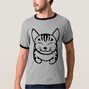 Camiseta T-shirt feliz do gato dos homens (gato malhado