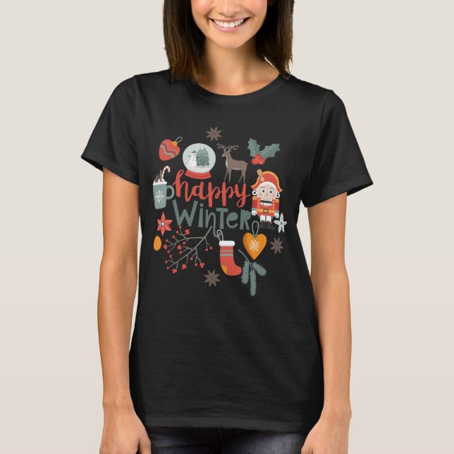 Camiseta T-shirt feliz do inverno (Frente)