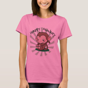Camiseta T-shirt feliz do macaco
