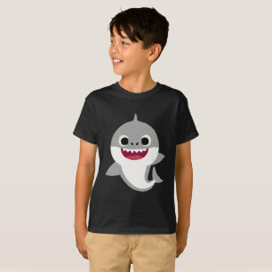 Camiseta T-shirt feliz principal grande cinzento do tubarã