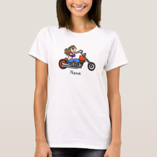 Camiseta T-shirt fêmea do pintinho da motocicleta dos