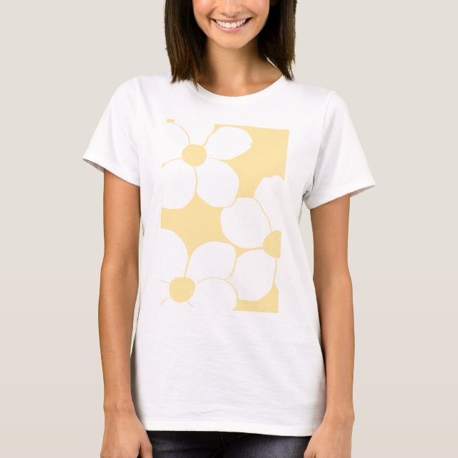Camiseta T-shirt feminina com impressão floral amarelo-mant (Frente)