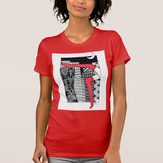 Camiseta T-shirt feminina de na moda com uma fotografia (Frente)