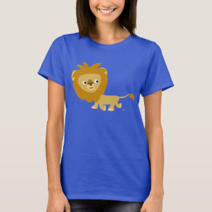 Camiseta T-shirt feminina do Leão de Cartoon Walking