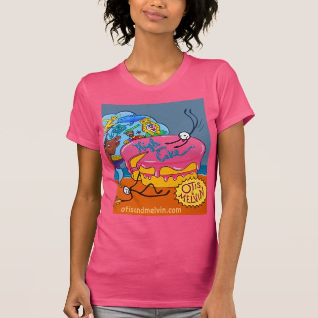 Camiseta t-shirt feminina, Otis e Melvin, High on Cake (Frente)