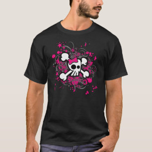 Camiseta T-shirt feminino do crânio dos desenhos animados
