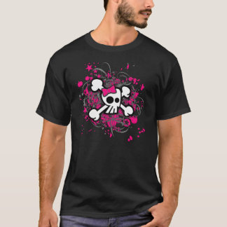 Camiseta T-shirt feminino do crânio dos desenhos animados