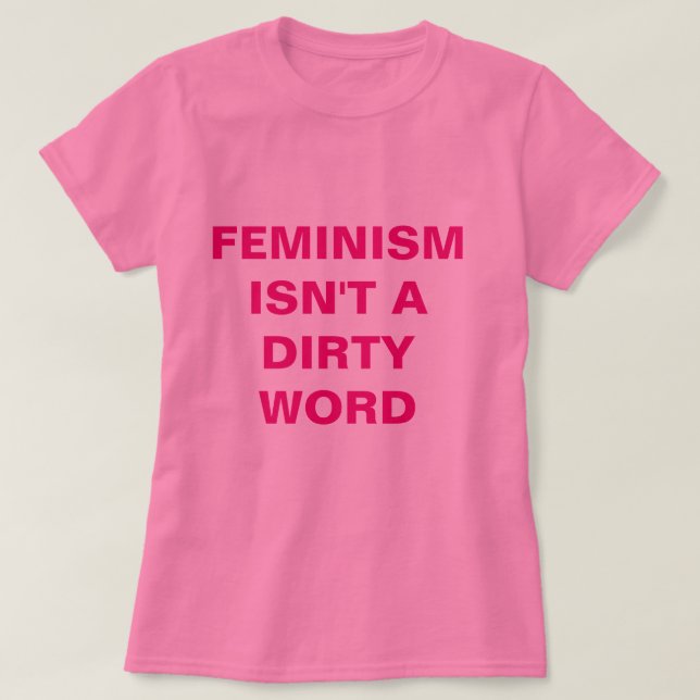 Camiseta T-shirt feminista cor-de-rosa (Frente do Design)