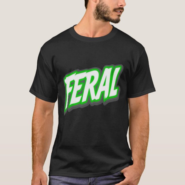 Camiseta T-Shirt Feral - Design de Declaração Gótica Selvag (Frente)