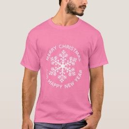 Camiseta T-Shirt Feriado Branco com Floco de Neve