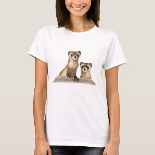Camiseta T-shirt Ferret Duo de pés pretos