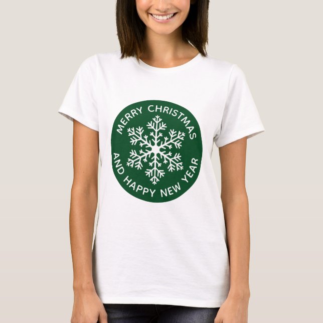 Camiseta T-Shirt Festivo Verde Floco de Neve (Frente)