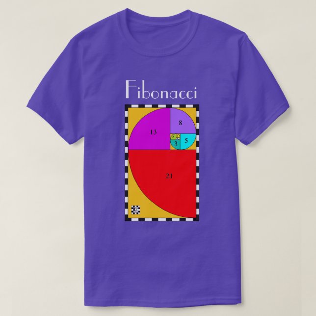 Camiseta T-Shirt Fibonacci Colorida (Frente do Design)