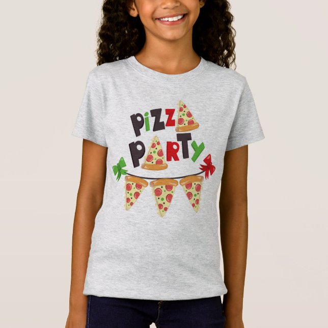 Camiseta T-Shirt Fine Jersey, das raparigas da Pizza Party (Frente)