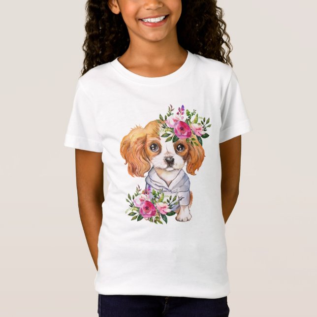 Camiseta T-Shirt Fine Jersey do Rei Charles Puppy Girls (Frente)