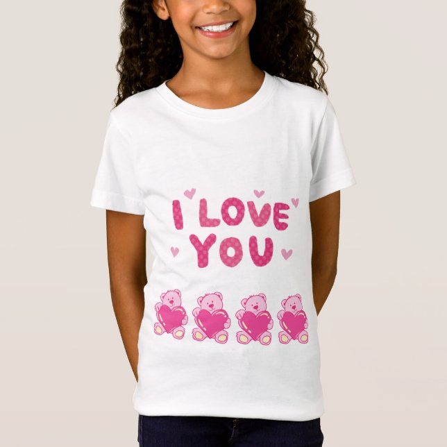 Camiseta T-Shirt Fine Jersey para garotas "Eu te amo" (Frente)