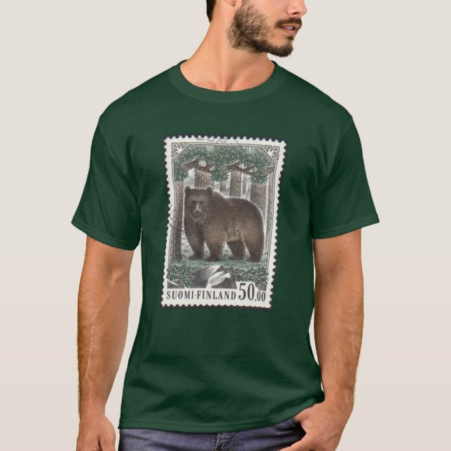 Camiseta T-shirt finlandês de Forest Green do selo do urso (Frente)