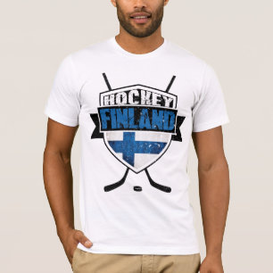 Camiseta T-shirt finlandês do hóquei em gelo com impress