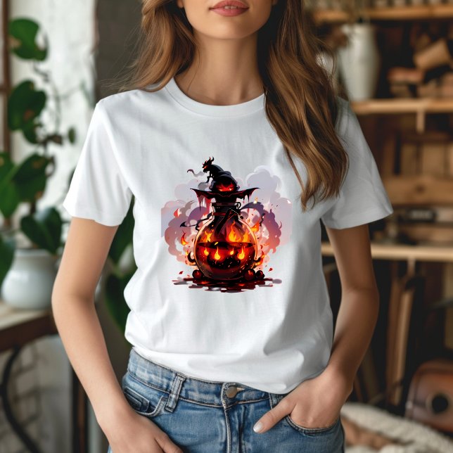 Camiseta T-shirt Flacon Sorcière Flamme Effrayant (Criador carregado)