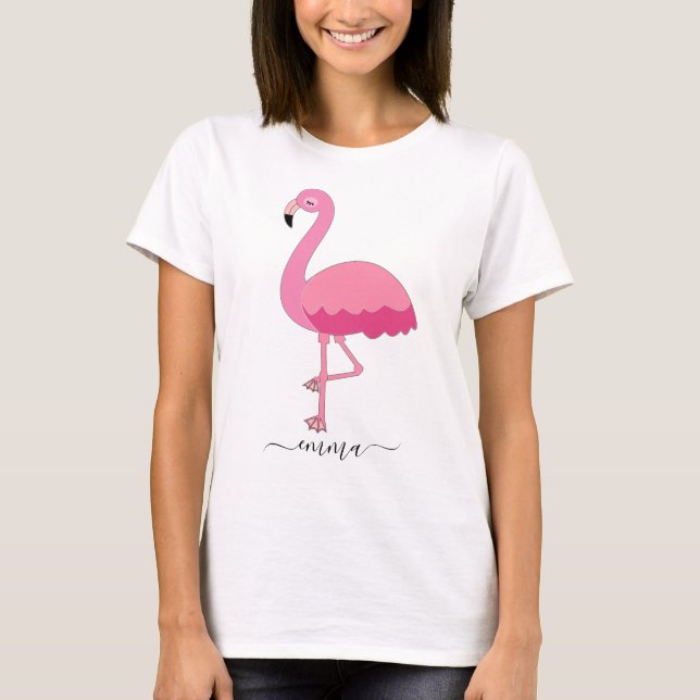 Camiseta T-Shirt Flamingo Personalizado Para Flamingo Lover (Frente)