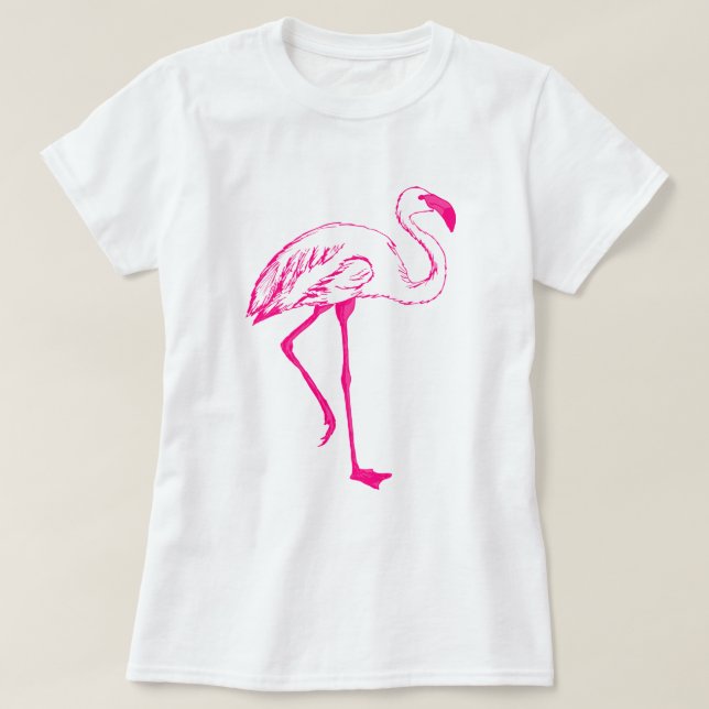 Camiseta T-Shirt Flamingo, Rosa bonito (Frente do Design)