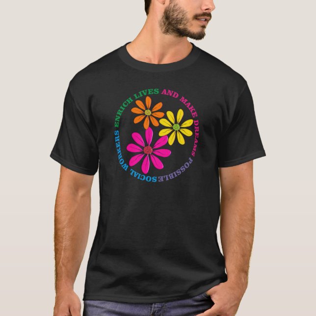 Camiseta T-shirt florais do assistente social (Frente)